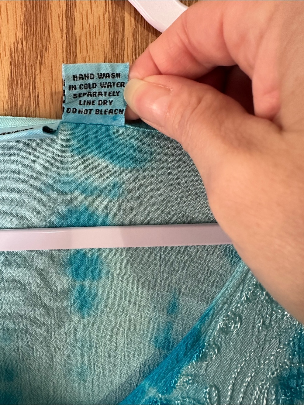 Indian Tropical Blue Tie Dye Free Size Flowy Top / Swimsuit Coverup - Picture 3 of 4